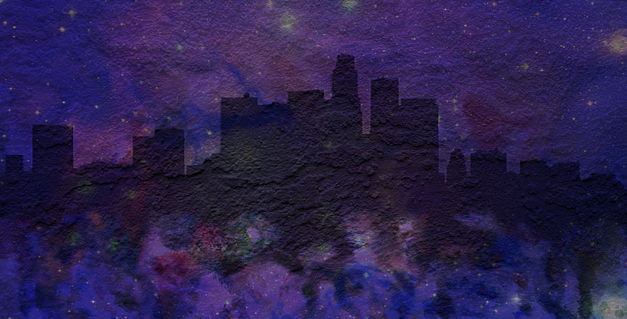 Los Angeles Digital Art - Los Angeles Skyline Brick Wall Mural by Brian Reaves