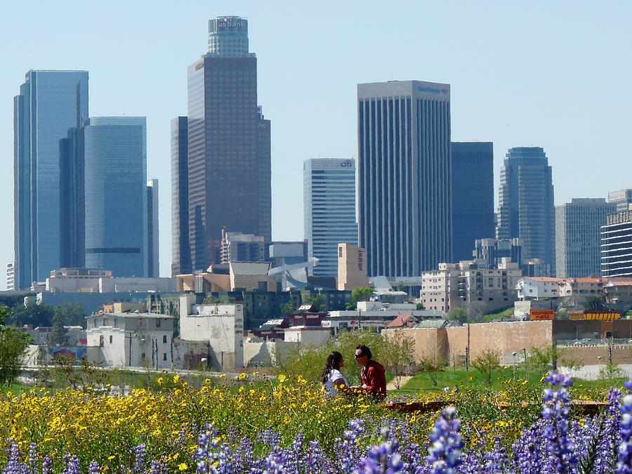 Los Angeles Skyline Romance Photograph by Jeff Lowe
