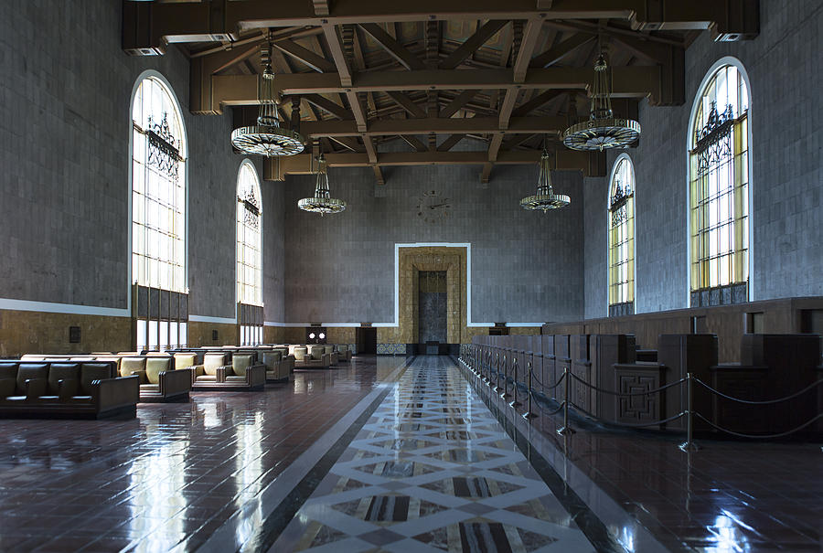 Architecture Photograph - Los Angeles Union Station Original Ticket Lobby by Belinda Greb