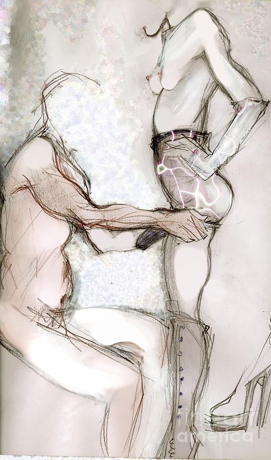 Los Enigmas - erotic nudes Painting by Carolyn Weltman