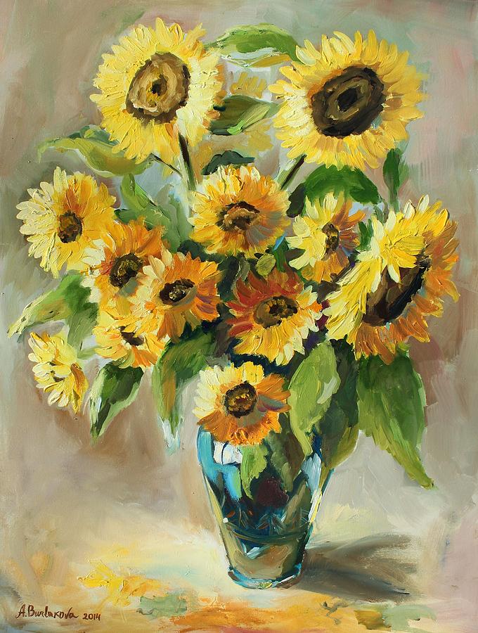 Los Girasoles Painting by Alina Burlakova