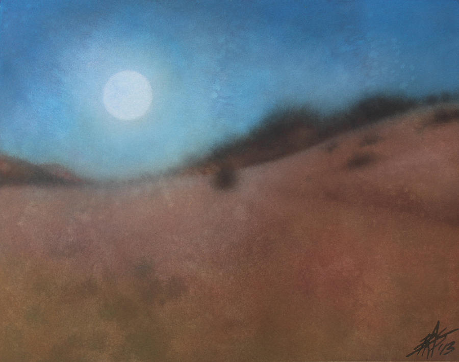 Moon Over Los Penasquitos Canyon with Coastal Fog Painting by Robin Street-Morris