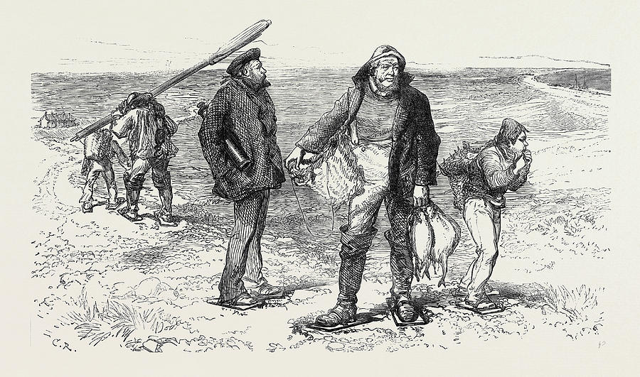 Vintage Drawing - Loss Of The Northfleet View Near Dungeness With Beachmen by English School