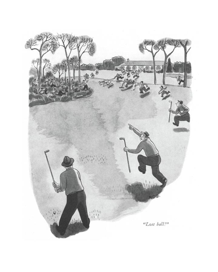 Lost Ball! Drawing by Robert J. Day