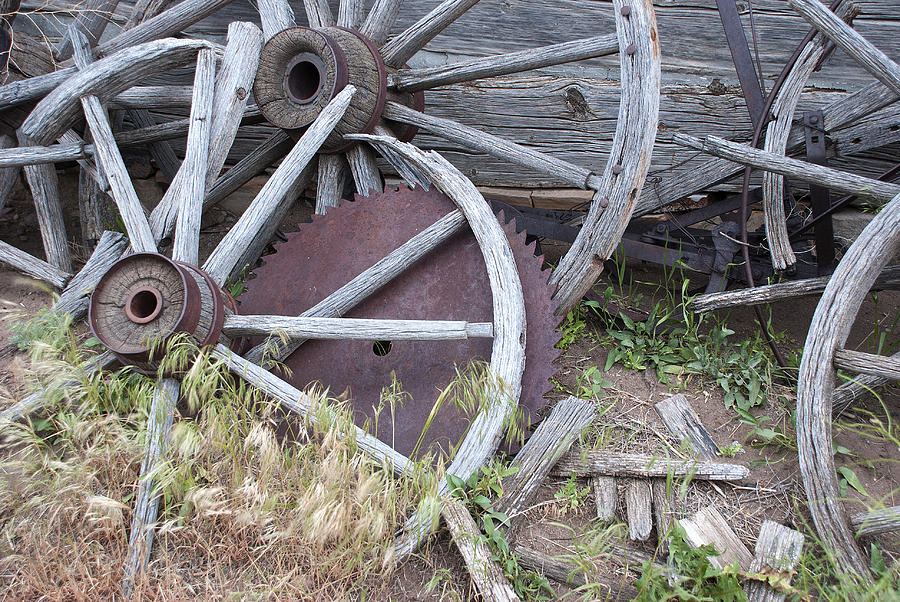 Old Wagon Wheel Photograph - Lost Moments by Cindy Angiel