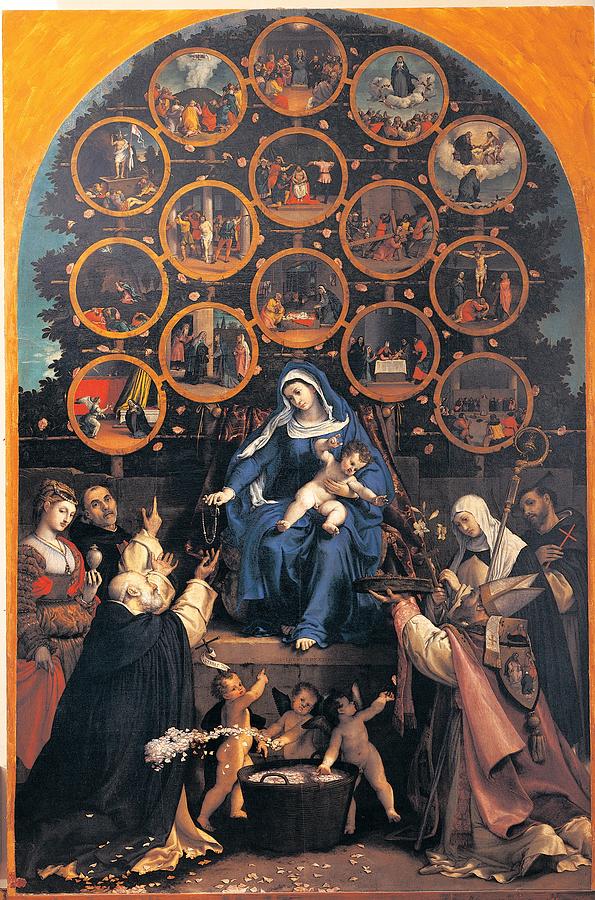Madonna Photograph - Lotto Lorenzo, Madonna Of The Rosary by Everett