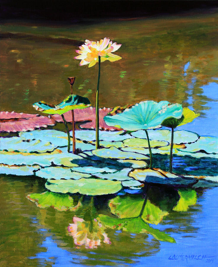 Lotus Above the Lily Pads Painting by John Lautermilch