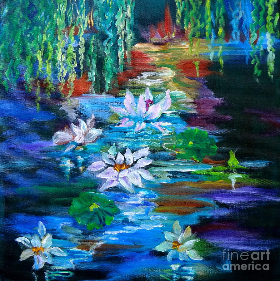 Lotus and Lily Pads Painting by Jenny Lee