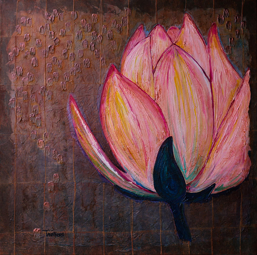 Flowers Still Life Painting - Lotus Blooming by Amy Tanathorn