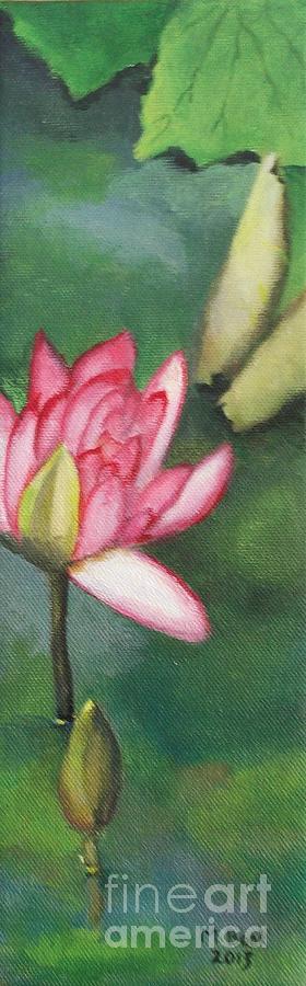 Lotus Blossom and Bud Painting by Marlene Book