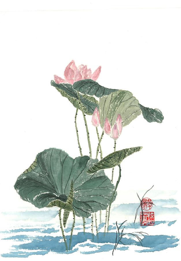 Lotus Blossoms Painting by Terri Harris