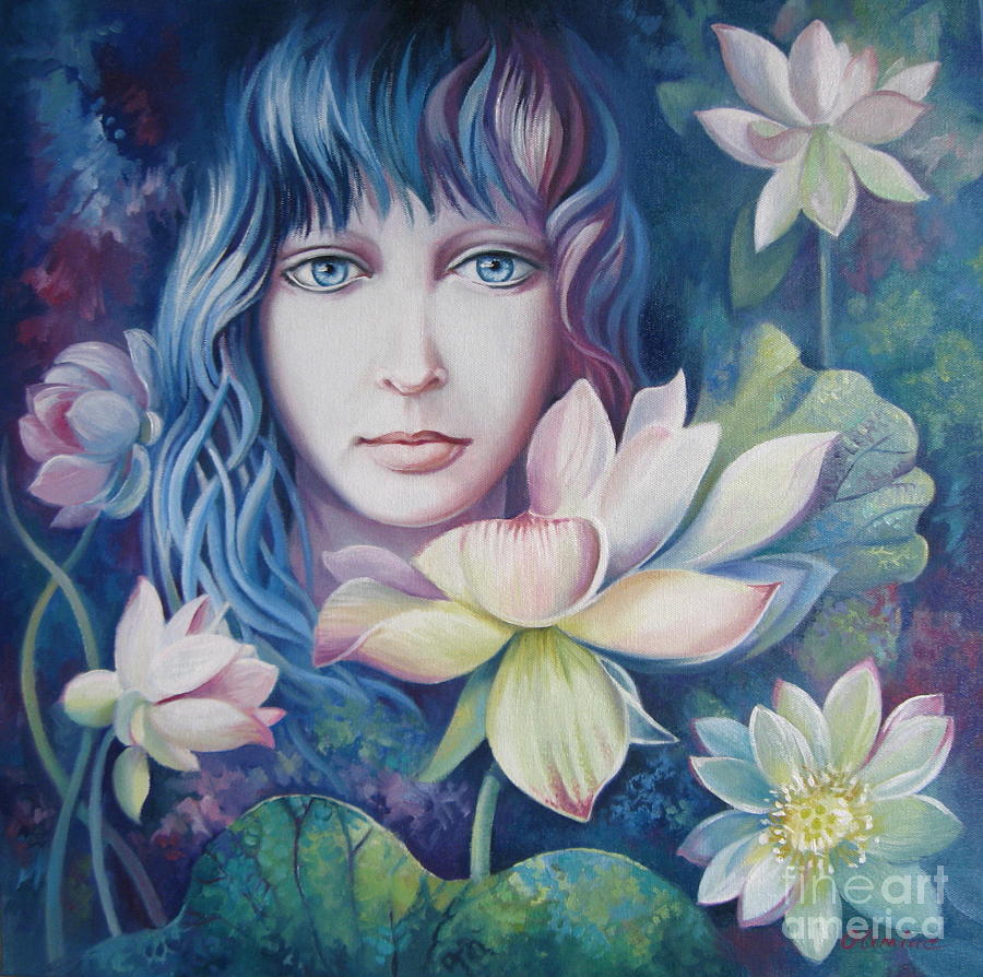 Lotus flower Painting by Elena Oleniuc