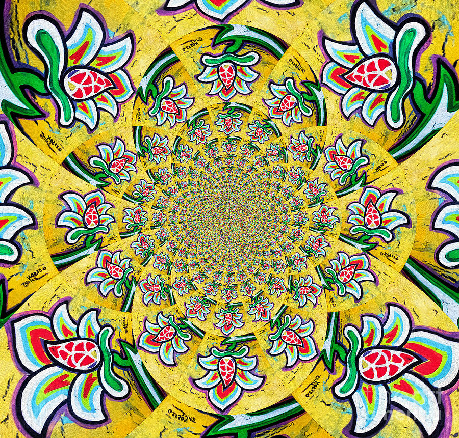 Lotus Flower Kaleidoscope Mandela Painting by Genevieve Esson