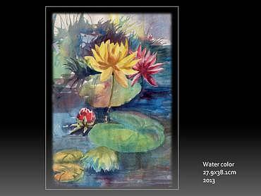 Lotus flower Painting by Ping Yan
