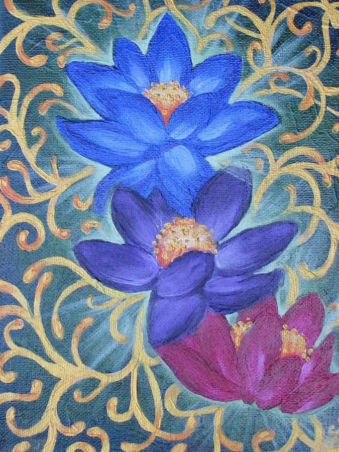 Lotus Flowers Painting by Radha Flora Cloud - Fine Art America