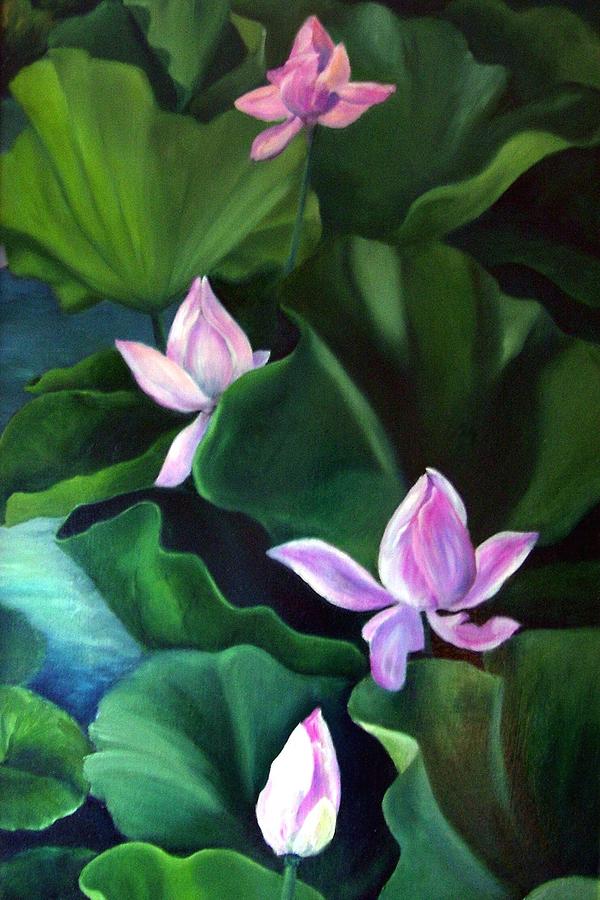 Lotus Flowers Painting by Marian Berg