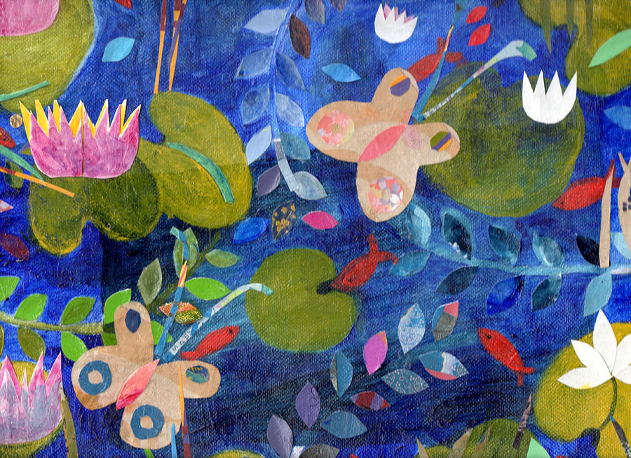 Goldfish Painting - Lotus Garden by Caroline Blum