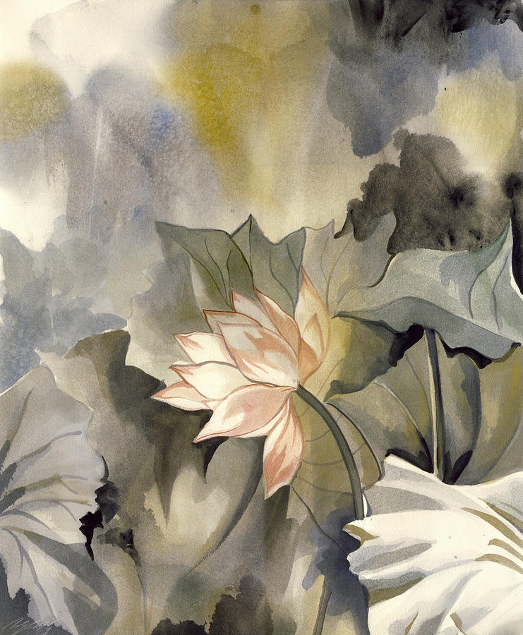 Lotus In Bloom Painting by Alfred Ng