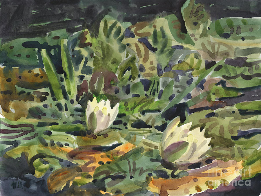 Lotus Pond Painting by Donald Maier