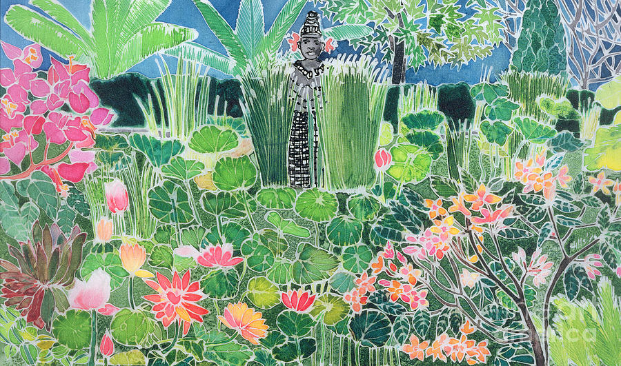 Flower Painting - Lotus Pond Ubud Bali by Hilary Simon