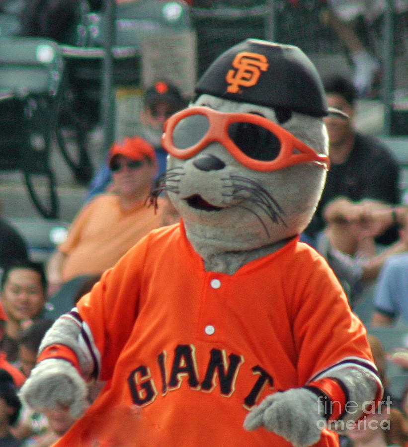 San Francisco Giants mascot Lou Seal before a baseball game