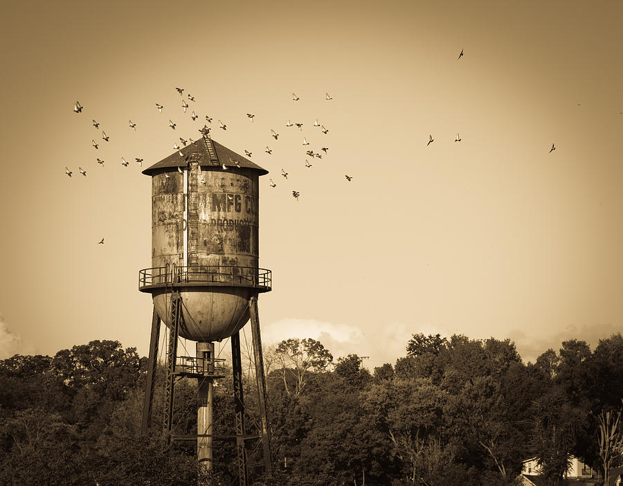 Black And White Photograph - Loudon Water Tower by Melinda Fawver