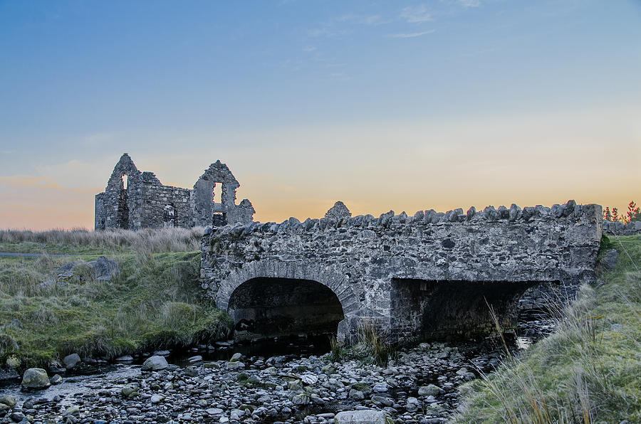 Bridge Photograph - Lough Easkie Hunting Lodge Ruin with Bridge by Bill Cannon
