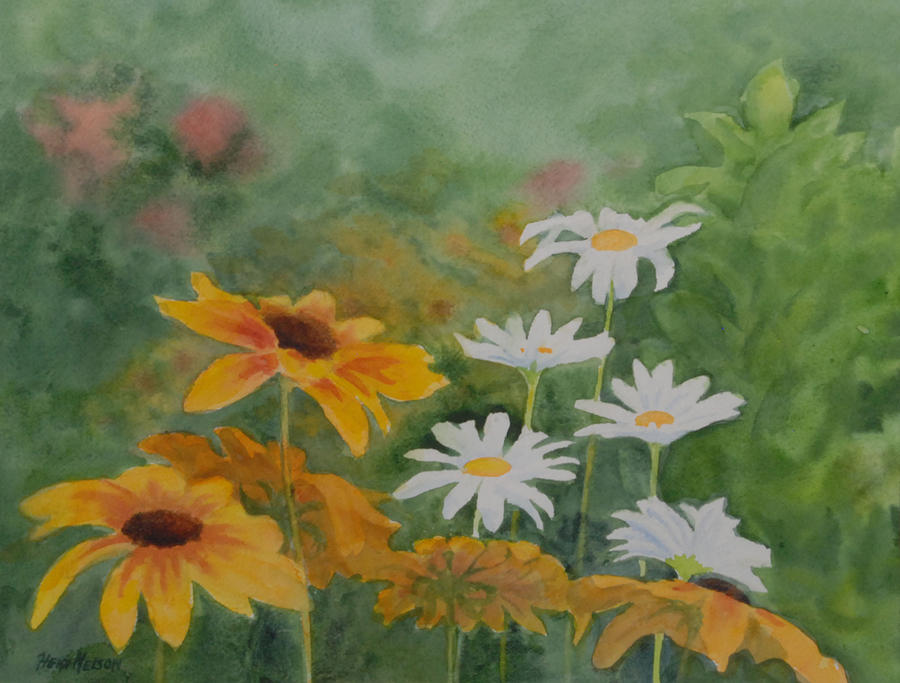 Louies Flowers Painting by Heidi E Nelson