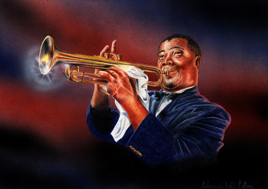 Louis Armstrong Drawing - Louis by Alessandro Della Pietra