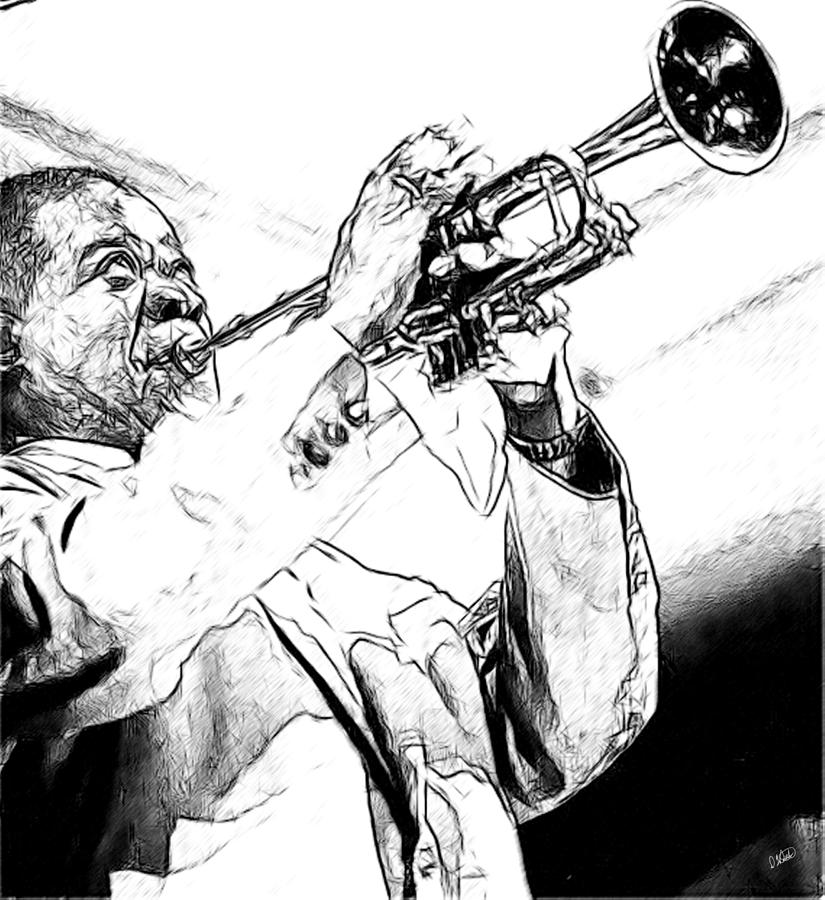 Louis Armstrong 001 Drawing by Dean Wittle