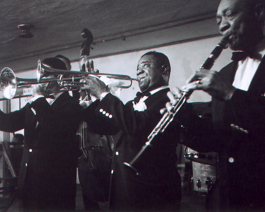 Vintage Photograph - Louis Armstrong Playing With The Band by Retro Images Archive