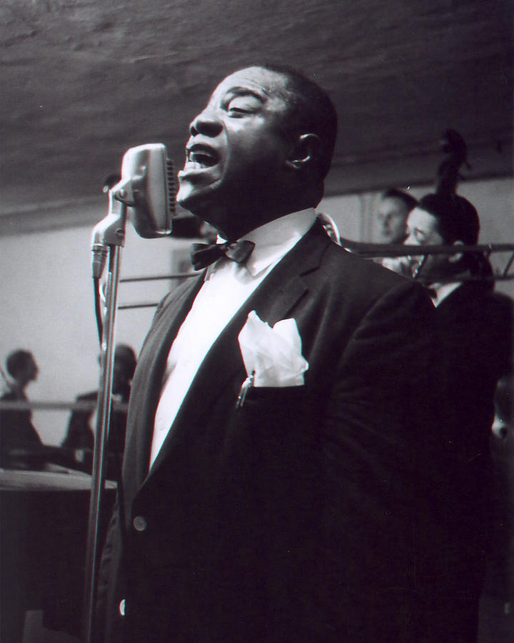 Vintage Photograph - Louis Armstrong Singing To The Crowd by Retro Images Archive