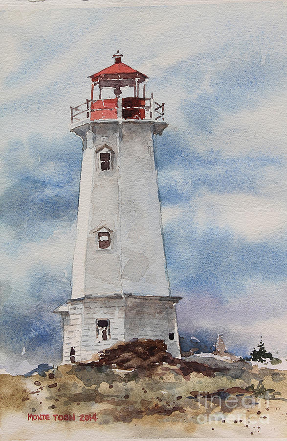 Louisbourg Lighthouse Painting by Monte Toon