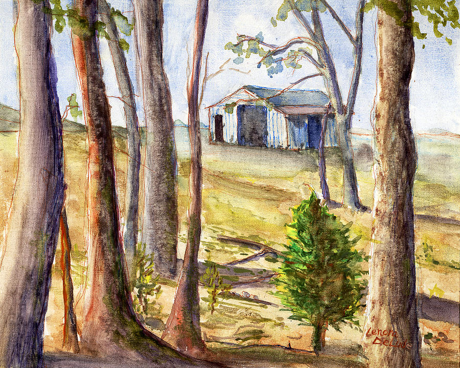 Louisiana Barn Through the Trees Painting by Lenora  De Lude