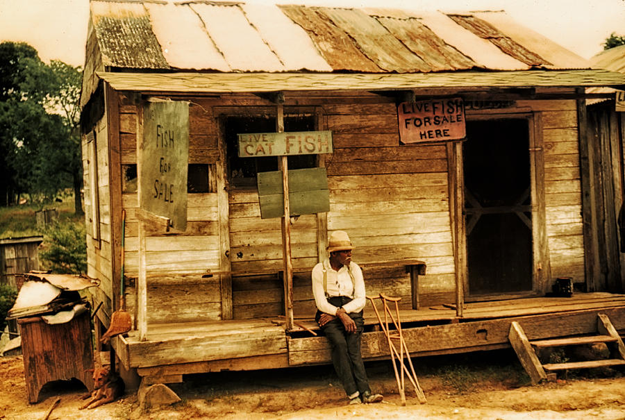 Vintage Photograph - Louisiana Fish Shop in 1940 by Mountain Dreams