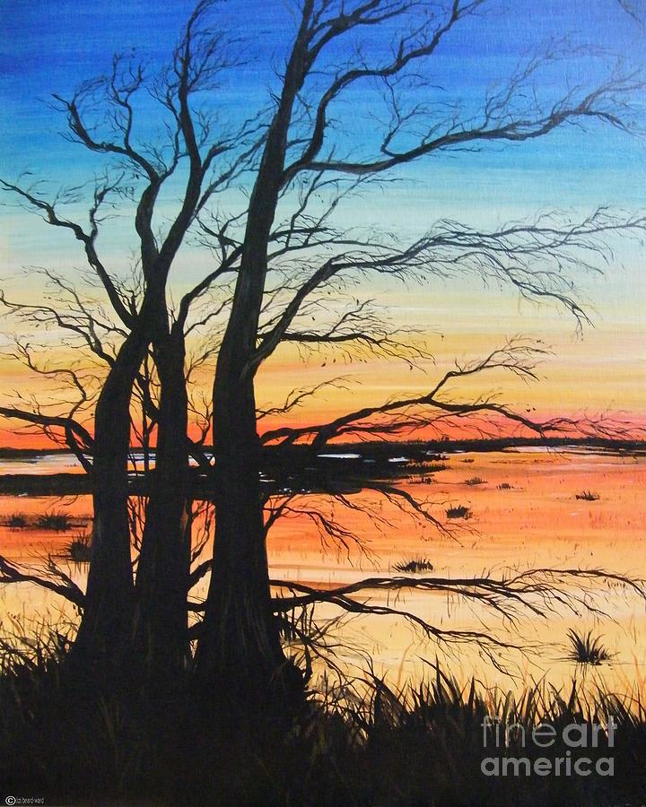 Sunset Painting - Louisiana Lacassine NWR Treescape by Lizi Beard-Ward