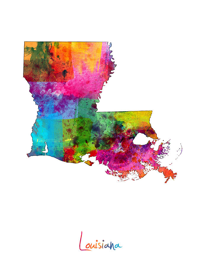 Louisiana Map Digital Art by Michael Tompsett