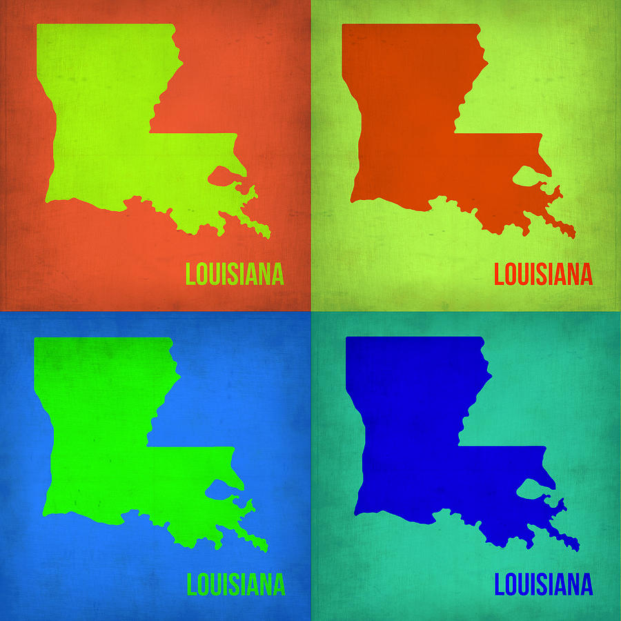Louisiana Map Painting - Louisiana Pop Art Map 1 by Naxart Studio