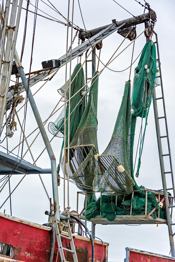 Boat Photograph - Louisiana Shrimp Boat Nets by Steve Harrington