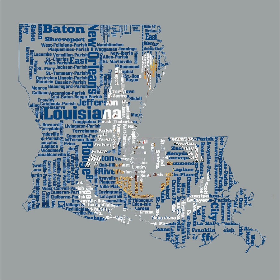Louisiana State Flag Word Cloud Digital Art by Brian Reaves