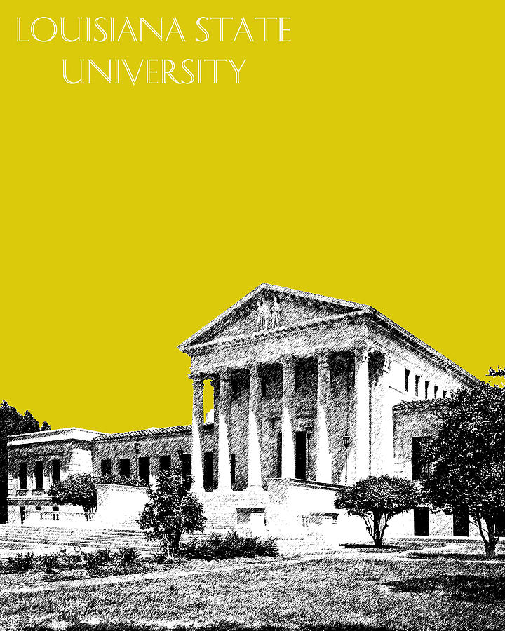 Architecture Digital Art - Louisiana State University 2 - Mustard by DB Artist