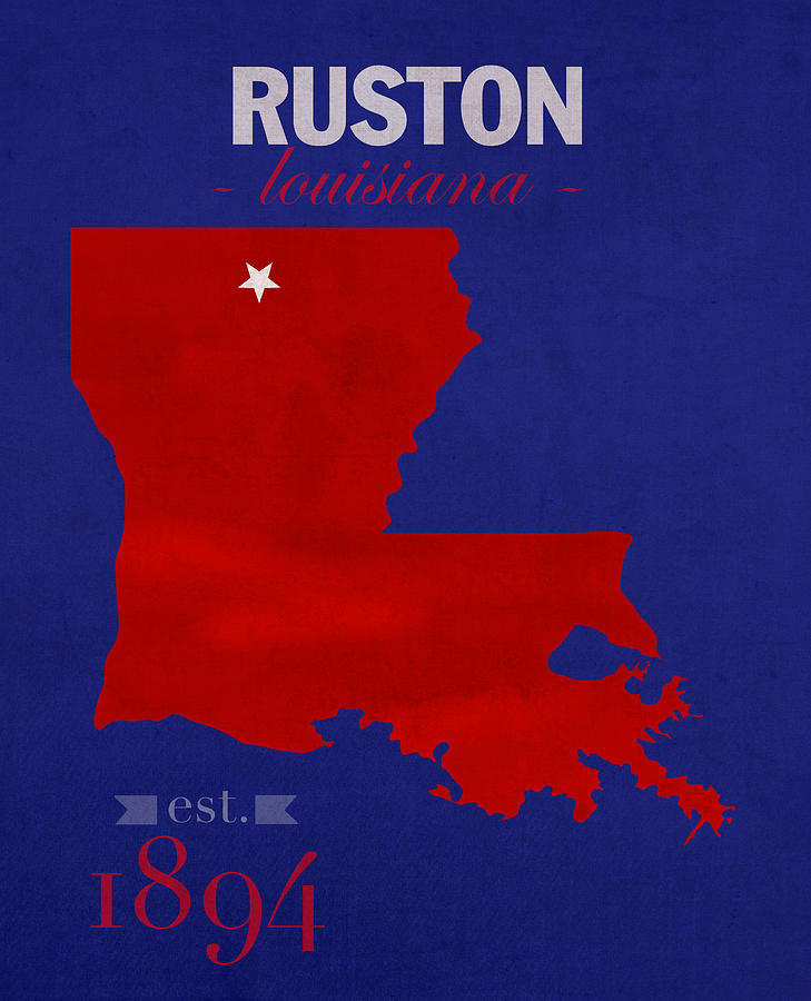Louisiana Tech University Mixed Media - Louisiana Tech University Bulldogs Ruston Louisiana College Town State Map Poster Series No 056 by Design Turnpike