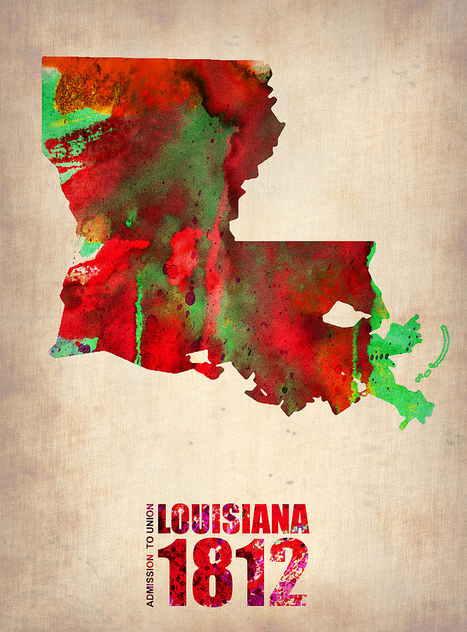 Louisiana Map Digital Art - Louisiana Watercolor Map by Naxart Studio