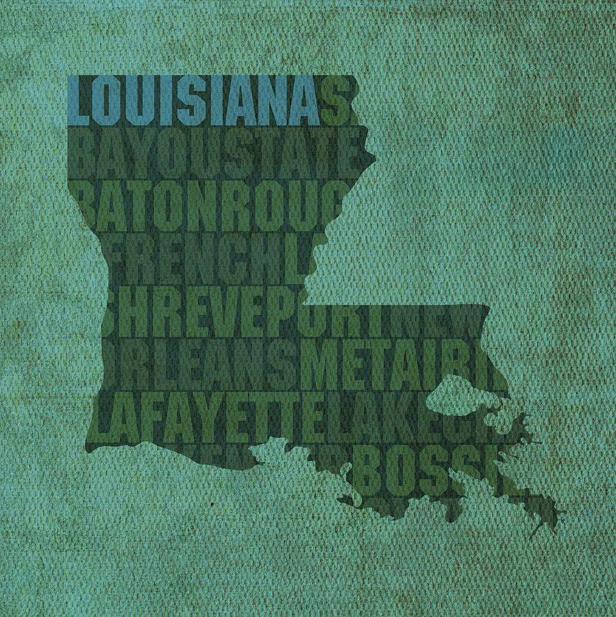 Louisiana Word Art State Map on Canvas Mixed Media by Design Turnpike