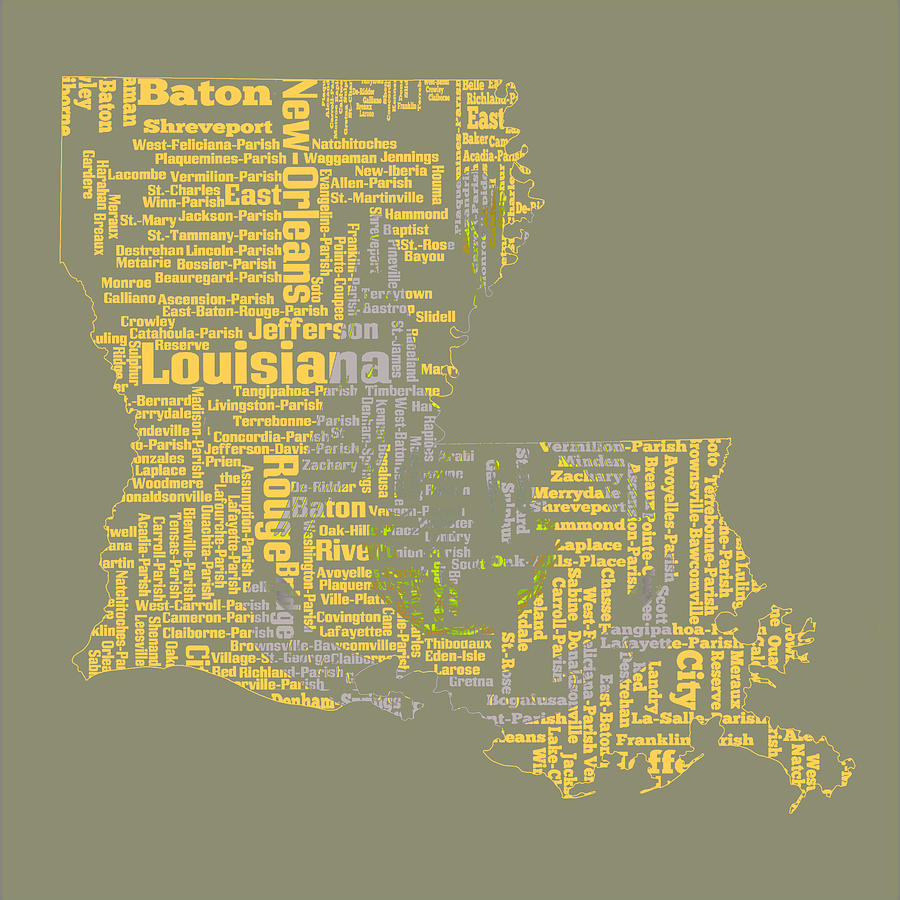 Louisiana Word Cloud 2c Digital Art by Brian Reaves
