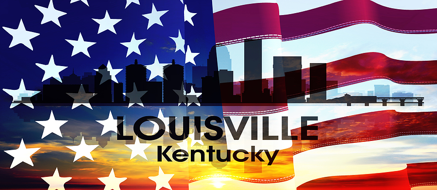 Louisville KY Patriotic Large Cityscape Mixed Media by Angelina Tamez