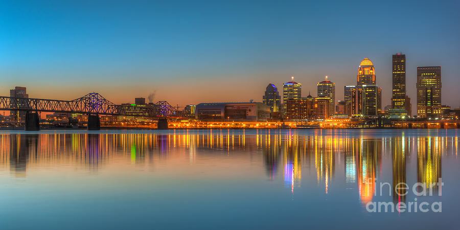 Louisville Skyline Morning Twilight Panoramic I Photograph by Clarence Holmes