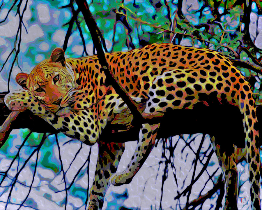 Animal Painting - Loungin Leopard by  Fli Art