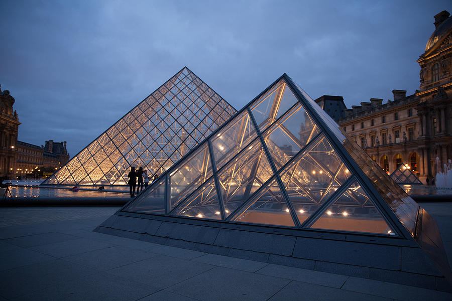 Louvre Pyramid Exterior At Night Photograph by Michael Graham