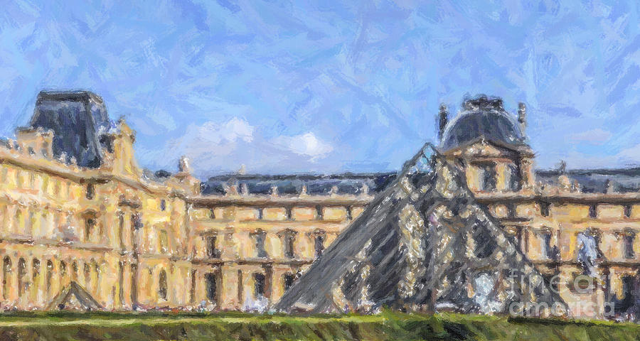 Louvre Pyramid Digital Art by Liz Leyden